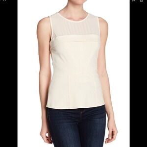 Ro & De Illusion Neck Peplum Top Ivory